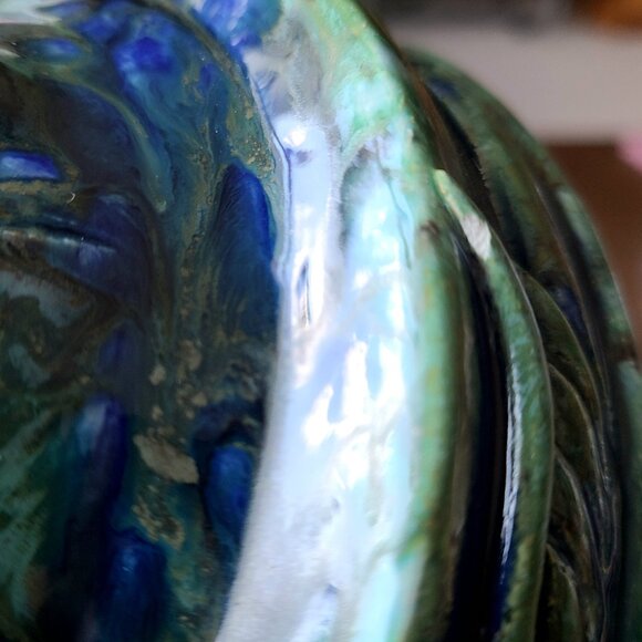 Rare handmade pottery whimsical vase or money saver with face image. Signed. - Picture 13 of 13